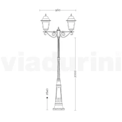 Lampione Alto 264 cm per il Giardino in Vetro e Alluminio Pressofuso - Alchimista