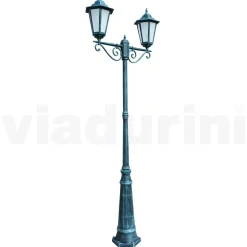 Lampione a 2 Luci in Alluminio e Vetro Made in Italy Vintage - Janira