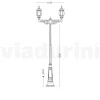 Lampione a 2 Luci Stile Vintage in Alluminio Realizzato in Italia - Leona