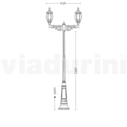 Lampione a 2 Luci Stile Vintage in Alluminio Realizzato in Italia - Leona