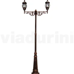 Lampione a 2 Luci Stile Vintage in Alluminio Realizzato in Italia - Leona