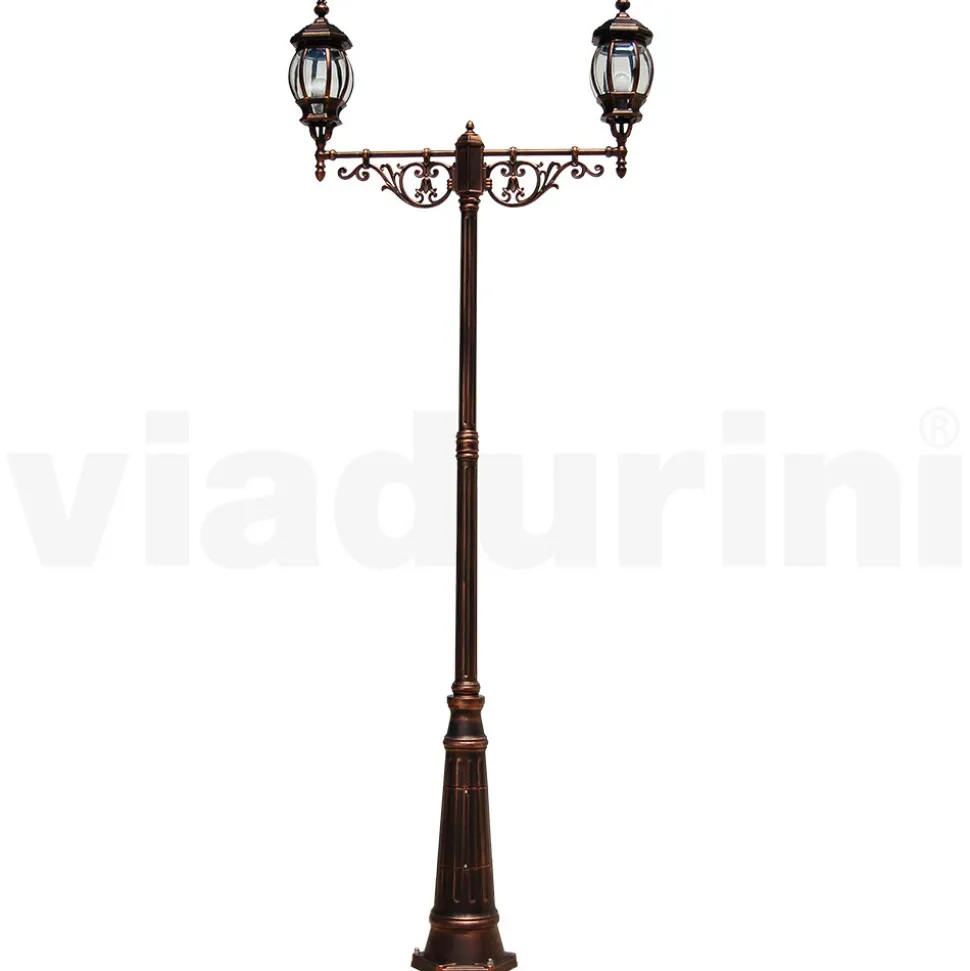Lampione a 2 Luci Stile Vintage in Alluminio Realizzato in Italia - Leona