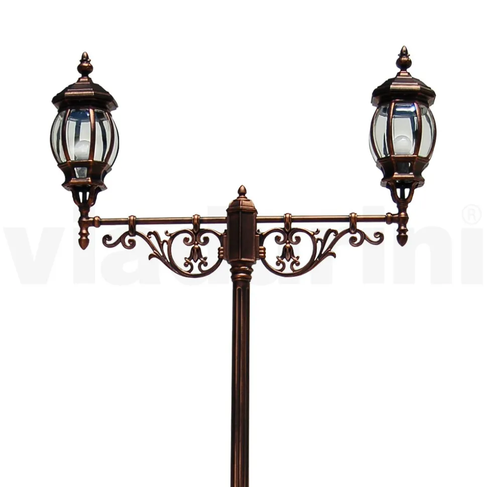 Lampione a 2 Luci Stile Vintage in Alluminio Realizzato in Italia - Leona