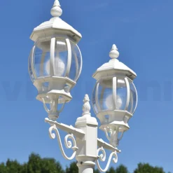 Lampione a 2 Luci Stile Vintage in Alluminio Bianco Made in Italy - Dodo
