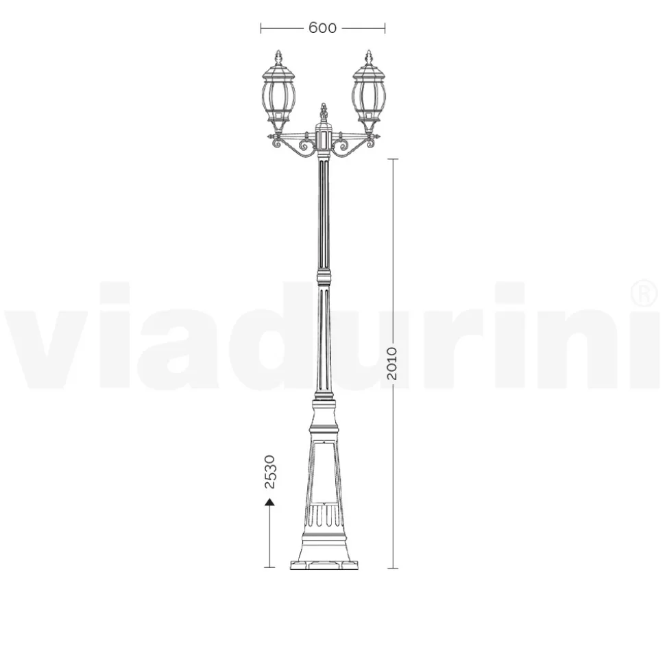 Lampione a 2 Luci Stile Vintage in Alluminio Bianco Made in Italy - Dodo
