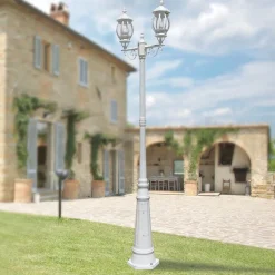 Lampione a 2 Luci Stile Vintage in Alluminio Bianco Made in Italy - Dodo