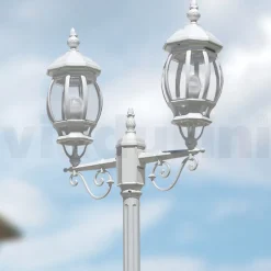Lampione a 2 Luci Stile Vintage in Alluminio Bianco Made in Italy - Dodo