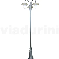 Lampione a 3 Luci Stile Vintage in Alluminio Grigio Made in Italy - Belen