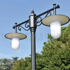Lampione a 2 Luci Stile Vintage in Alluminio Grigio Made in Italy - Belen