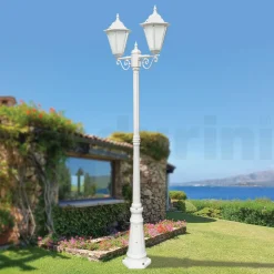 Lampione a 2 Luci Vintage in Alluminio Bianco Made in Italy - Terella