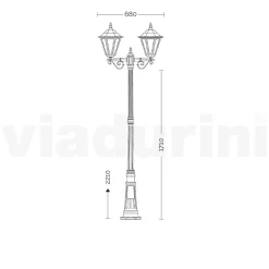 Lampione a 2 Luci Vintage in Alluminio Bianco Made in Italy - Terella