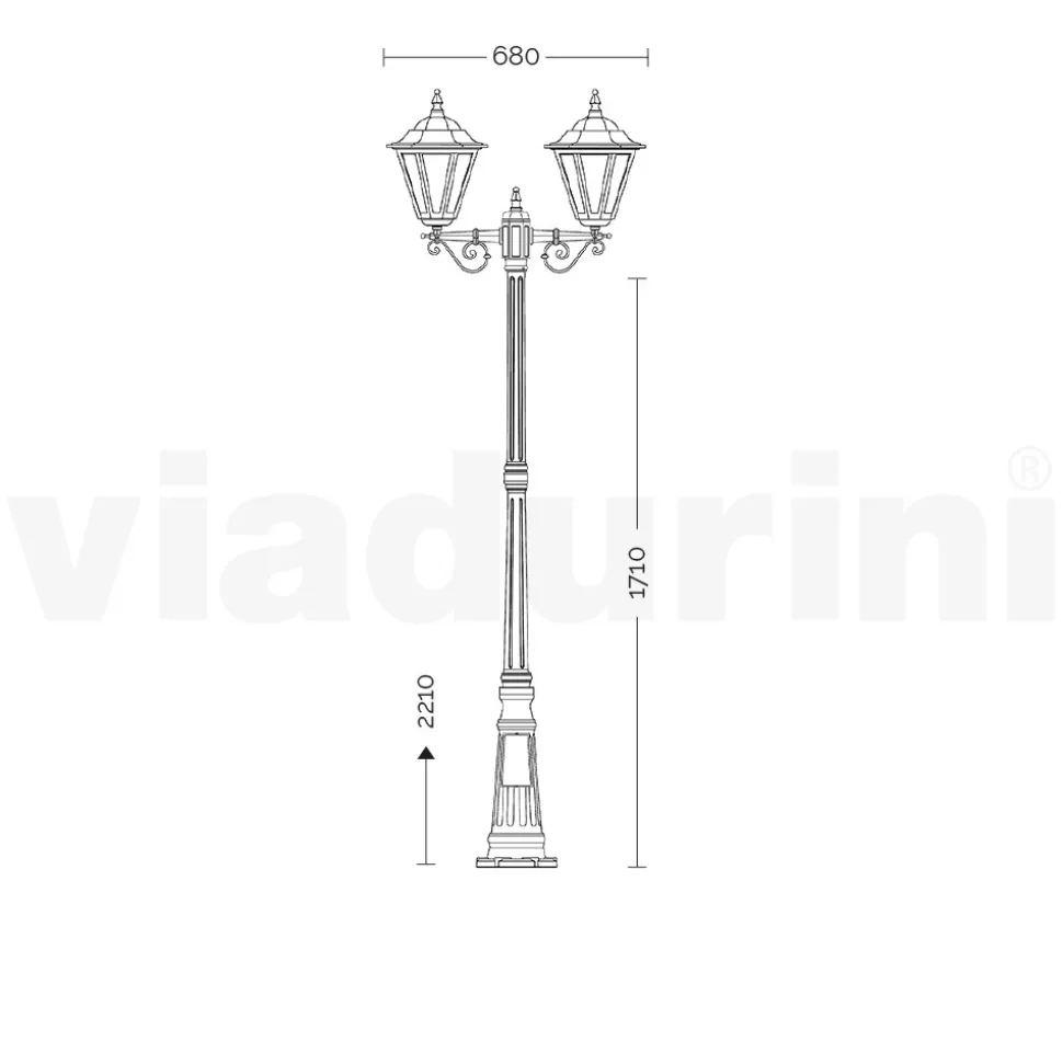 Lampione a 2 Luci Vintage in Alluminio Bianco Made in Italy - Terella