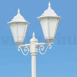 Lampione a 2 Luci Vintage in Alluminio Bianco Made in Italy - Terella