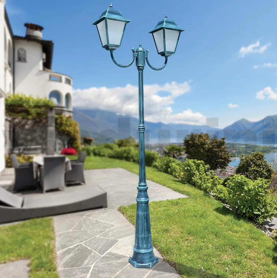 Lampione da Esterno Alto 259 cm in Vetro e Alluminio Pressofuso - Alchimista