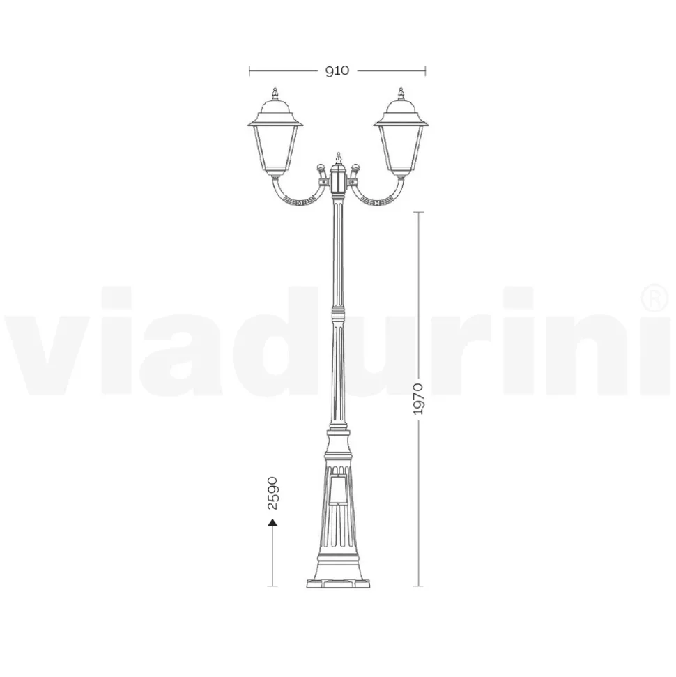 Lampione da Esterno Alto 259 cm in Vetro e Alluminio Pressofuso - Alchimista