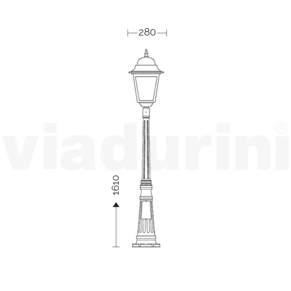 Lampione da Esterno Alto 161 cm in Vetro e Alluminio Pressofuso - Alchimista
