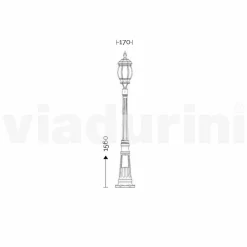 Lampione da esterno a una luce in alluminio made in Italy, Anika