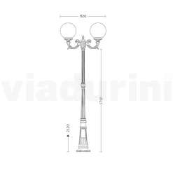 Lampione da Esterno 212 cm in Acrilico e Alluminio Nero Made in Italy - Trovanero