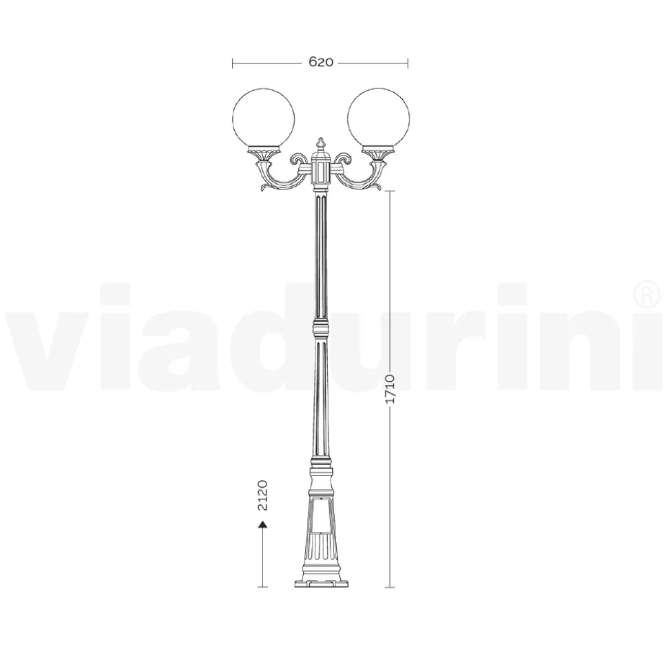 Lampione da Esterno 212 cm in Acrilico e Alluminio Nero Made in Italy - Trovanero