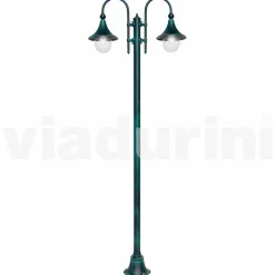 Lampione da esterno in alluminio a due luci made in Italy, Anusca