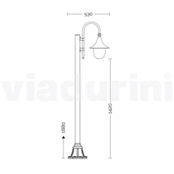 Lampione da giardino in alluminio bianco con 1 luce prodotto in Italia, Anusca