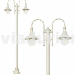 Lampione da giardino in alluminio pressofuso bianco made Italy, Anusca