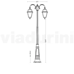 Lampione Giardino a 2 Luci in Alluminio e Vetro Made in Italy - Vivian
