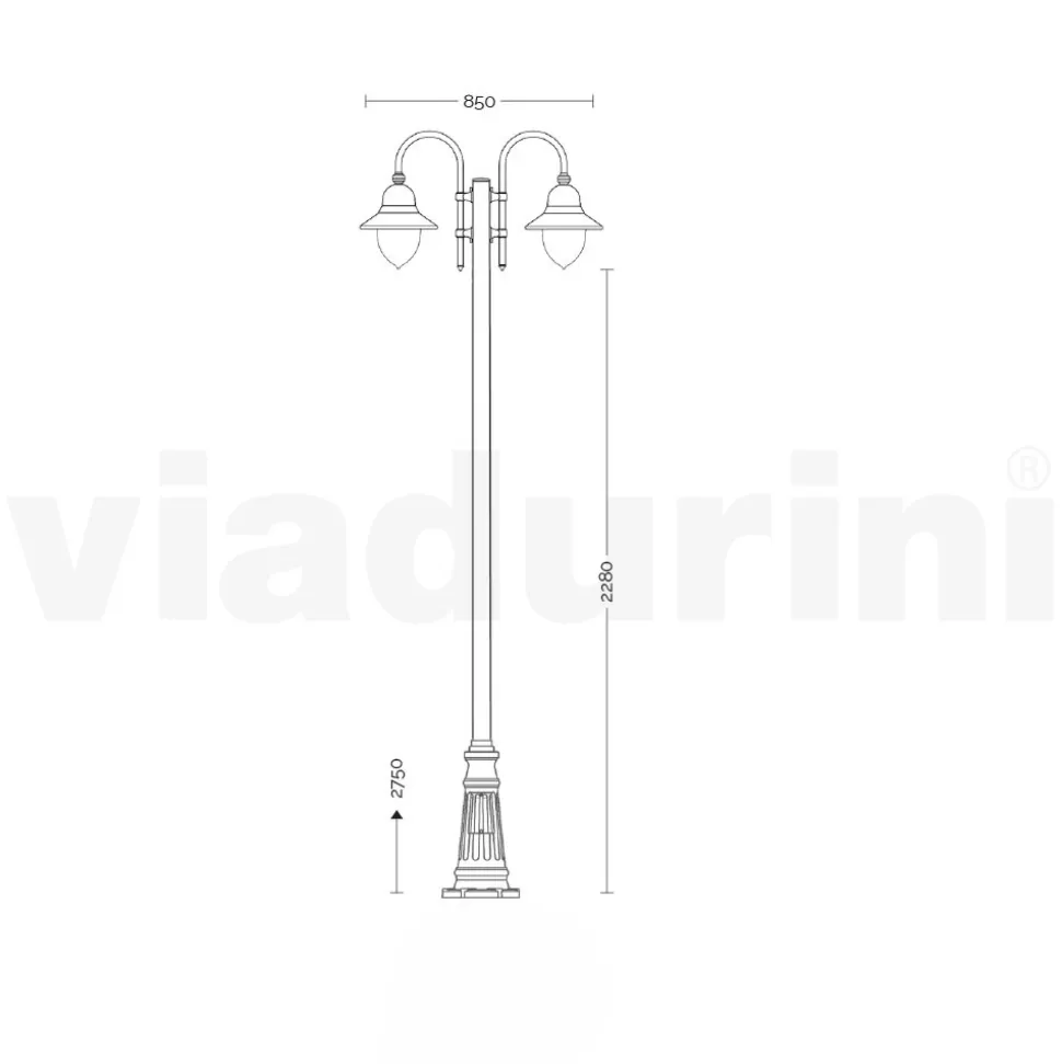 Lampione Giardino a 3 Luci in Alluminio Realizzato in Italia - Cassandra