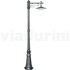 Lampione Giardino Stile Vintage in Alluminio Grigio Made in Italy - Belen
