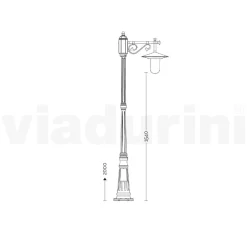 Lampione Giardino Stile Vintage in Alluminio Grigio Made in Italy - Belen