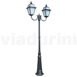 Lampione 2 Luci in Alluminio e Vetro Stile Vintage Made in Italy - Vivian