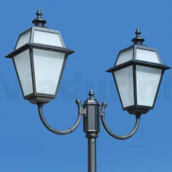 Lampione 2 Luci in Alluminio e Vetro Stile Vintage Made in Italy - Vivian