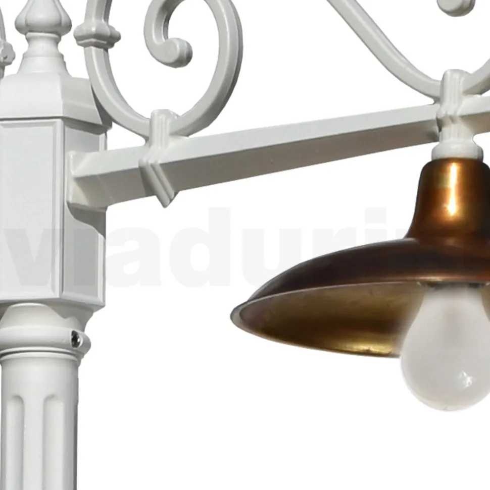 Lampione 2 Luci Stile Vintage in Alluminio e Ottone Made in Italy - Adela