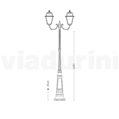 Lampione 3 Luci Stile Vintage in Alluminio e Vetro Made in Italy - Doroty
