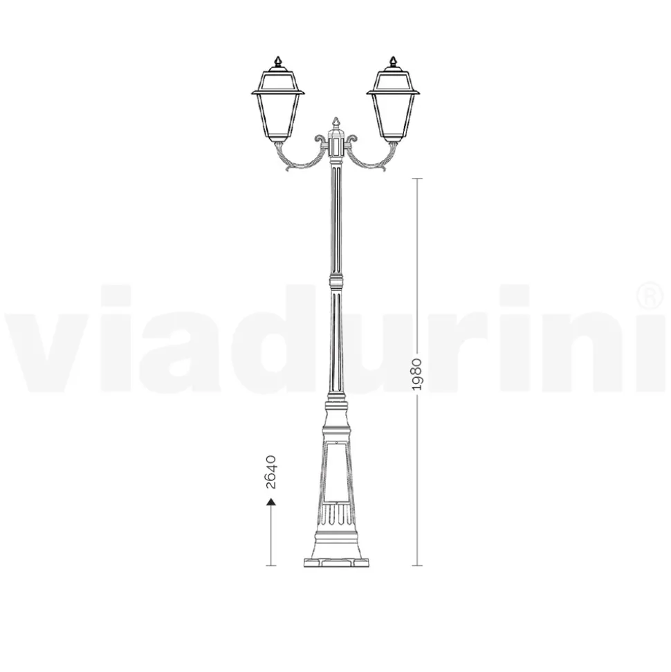 Lampione 3 Luci Stile Vintage in Alluminio e Vetro Made in Italy - Doroty