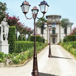 Lampione 3 Luci Stile Vintage in Alluminio e Vetro Made in Italy - Doroty