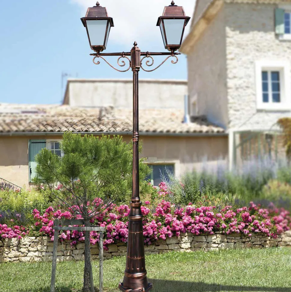 Lampione 2 Luci Stile Vintage in Alluminio Realizzato in Italia - Doroty