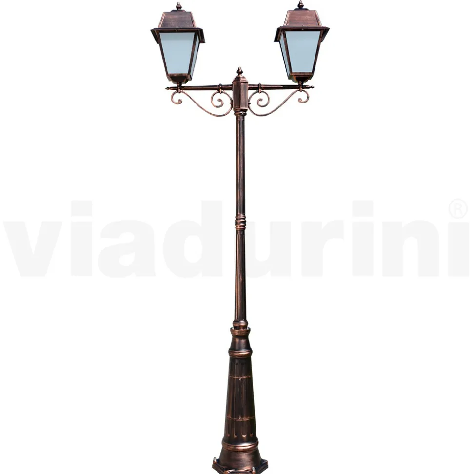 Lampione 2 Luci Stile Vintage in Alluminio Realizzato in Italia - Doroty