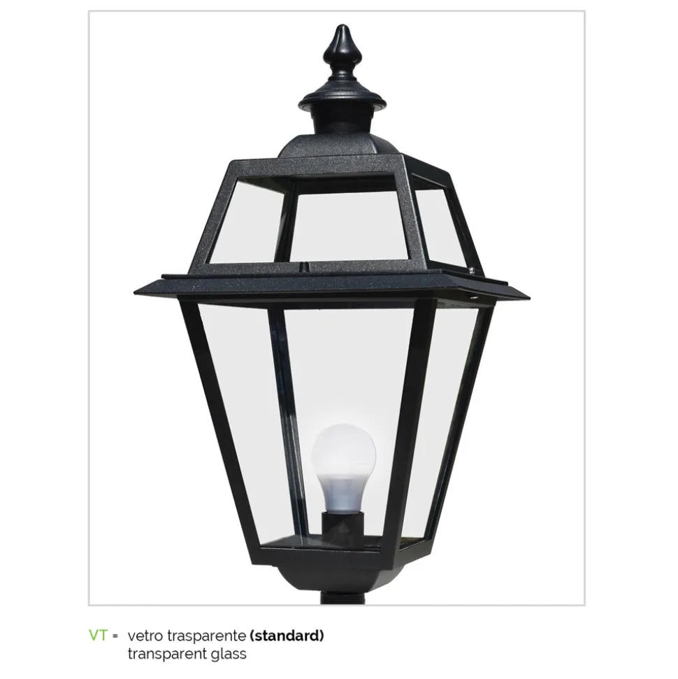 Lampione 2 Luci Stile Vintage in Alluminio e Vetro Made in Italy - Vivian