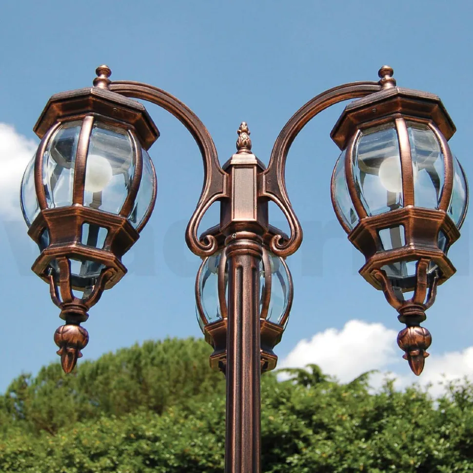Lampione 3 Luci Stile Vintage in Alluminio Realizzato in Italia - Leona