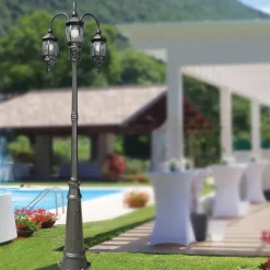 Lampione 3 Luci Stile Vintage in Alluminio Antracite Made in Italy - Impero