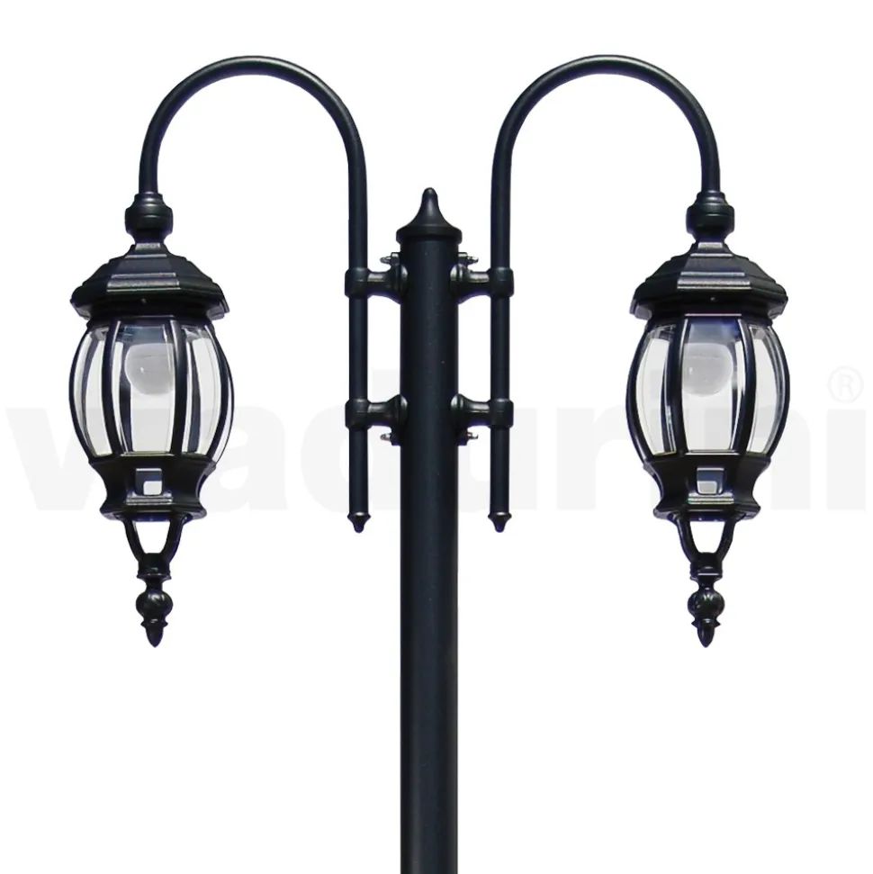 Lampione 2 Luci Stile Vintage in Alluminio Grigio Made in Italy - Impero