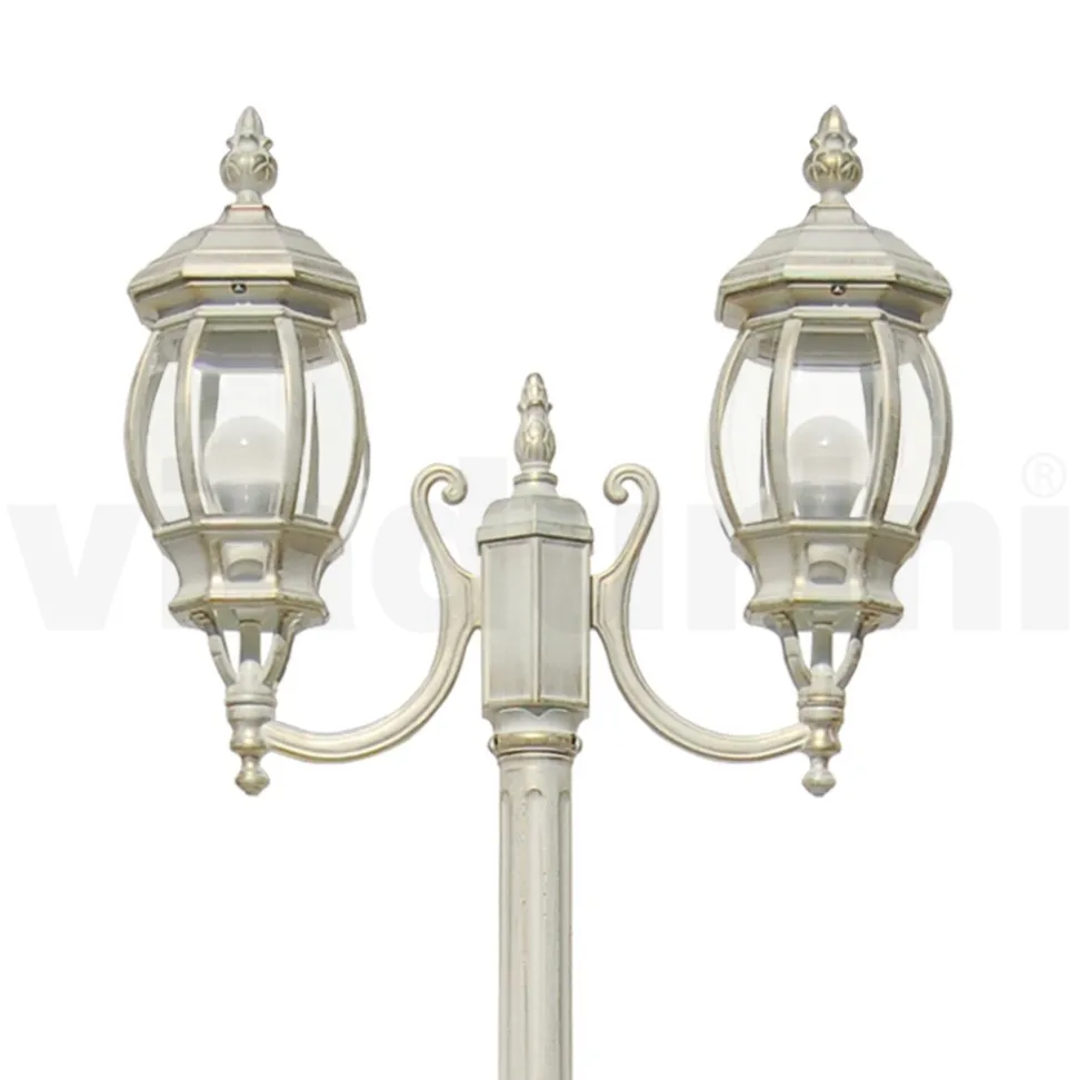 Lampione 2 Luci Stile Vintage in Alluminio Bianco Made in Italy - Dodo