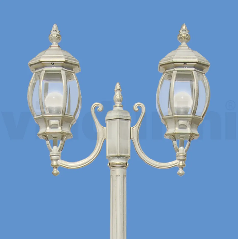 Lampione 2 Luci Stile Vintage in Alluminio Bianco Made in Italy - Dodo