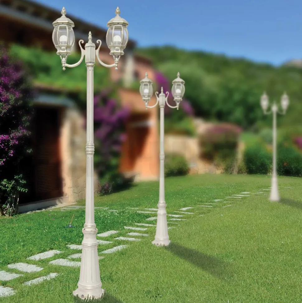 Lampione 2 Luci Stile Vintage in Alluminio Bianco Made in Italy - Dodo