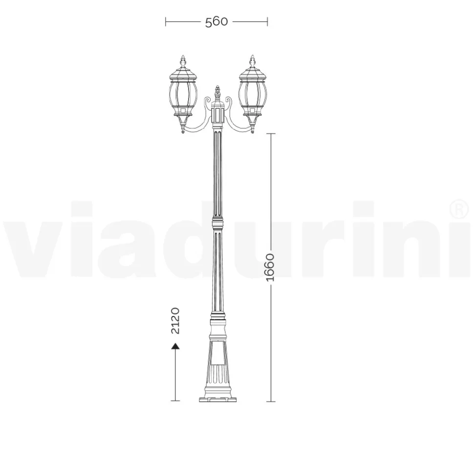 Lampione 2 Luci Stile Vintage in Alluminio Bianco Made in Italy - Dodo