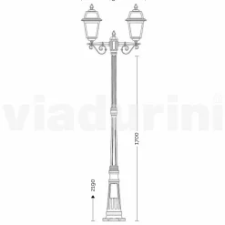 Lampione per esterno a due luci in alluminio made in Italy, Kristel