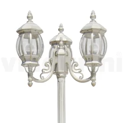Lampione Stile Vintage a 3 Luci in Alluminio Bianco Made in Italy - Dodo