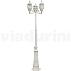 Lampione Stile Vintage a 3 Luci in Alluminio Bianco Made in Italy - Dodo