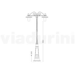 Lampione Stile Vintage a 3 Luci in Alluminio Grigio Made in Italy - Belen